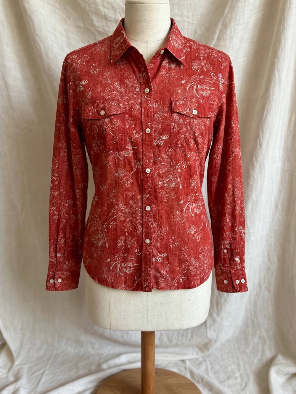 Lauren Jeans Co Ralph Lauren Red Floral Batik Western Boho Shirt Mens L